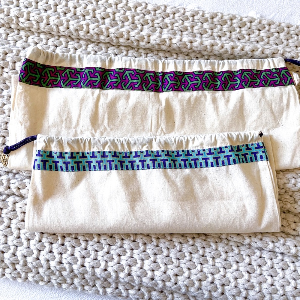 𝅺TORY Burch tan canvas drawstring dust bags